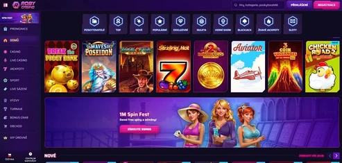 České lobby Roby Casino na počítači.
